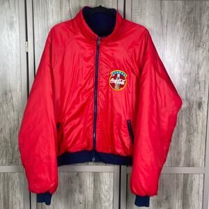 Vintage 80's Coca Cola Satin Bomber Style Jacket Men's XL